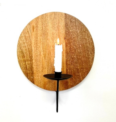 ROUND TAPER SCONCE NATURAL MANGO WOOD